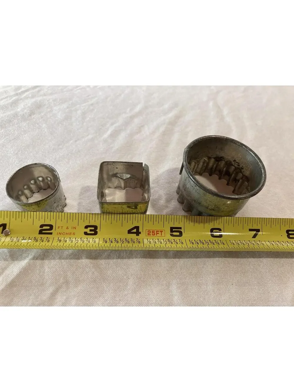 Vintage Metal Donut Cookie Biscuit Pastry Cutters Crimped Round Square Christmas
